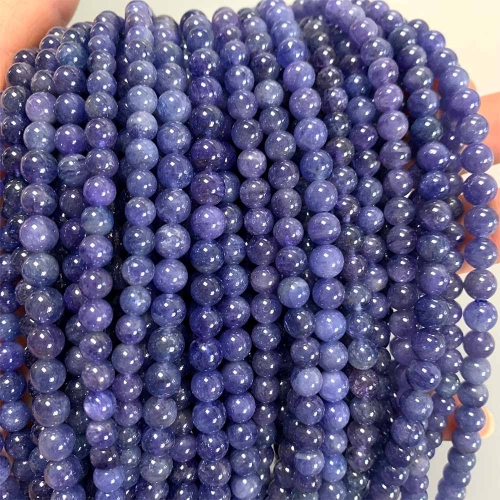 16" Veemake Natural Genuine Purple Blue Tanzanite Round Loose Gemstone Jewelry Beads Making Necklaces Bracelets 08555