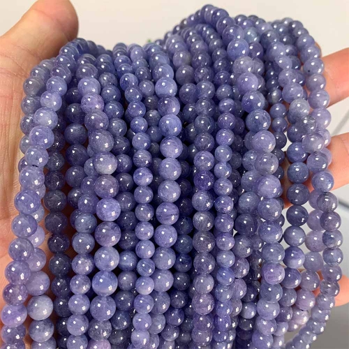 16" Veemake Natural Genuine Purple Blue Tanzanite Round Loose Gemstone Jewelry Beads Making Necklaces Bracelets 08557