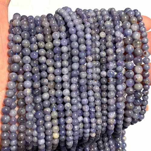 16" Veemake Natural Genuine Purple Blue Tanzanite Round Loose Gemstone Jewelry Beads Making Necklaces Bracelets 08545