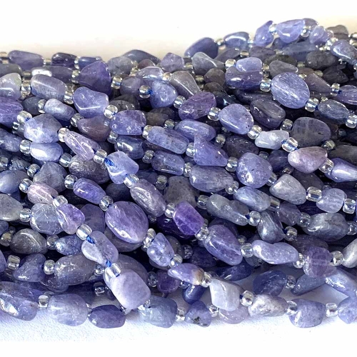 Natural Genuine Raw Mineral Blue Purple Tanzanite Nugget Free Form Loose Beads 08569