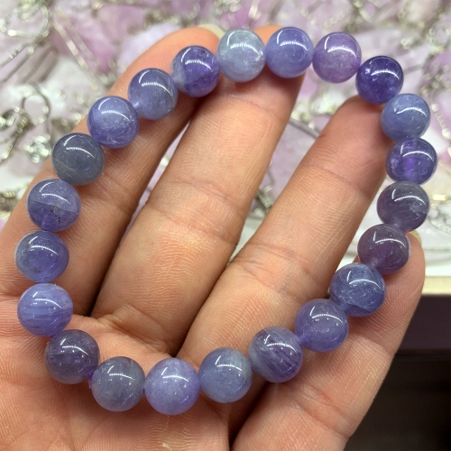 Veemake High Quality Natural Genuine Dark Purple Blue Tanzanite Bracelet Necklace Round Loose Beads 101401