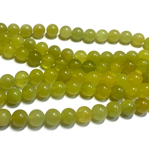 Wholesale Natural Genuine Yellow Olive Jade Necklaces Bracelets Round Loose Beads 08642-2