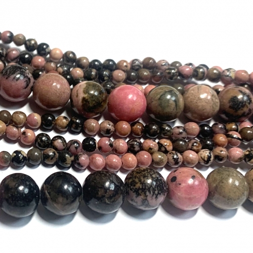 On Sale Natural Genuine South Africa Red Pink Rhodonite Rose Stone Necklaces Bracelets Round Loose Beads 08640
