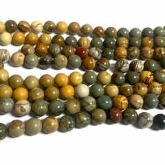 On Sale Natural Genuine Wood Jasper Necklaces Bracelets Round Loose Beads 08646-10