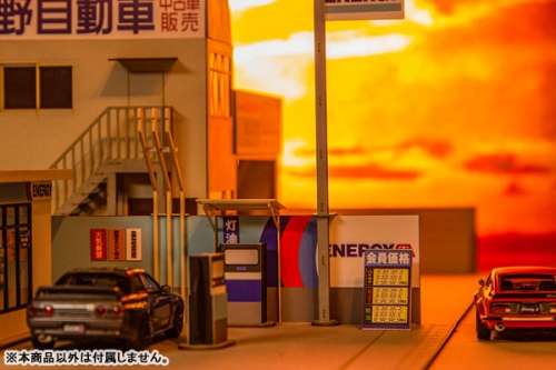 Plum Jikkan Mokei (Real Stage) Local Gasoline Stand [Sanko Sekiyu] 1/64 Paper Craft