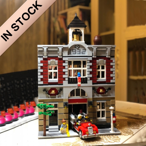 Creator Expert Street View Fire Brigade 2313Pcs Moc Model Modular Building Blocks Bricks Toys 10197 15004 84004 LJ99009