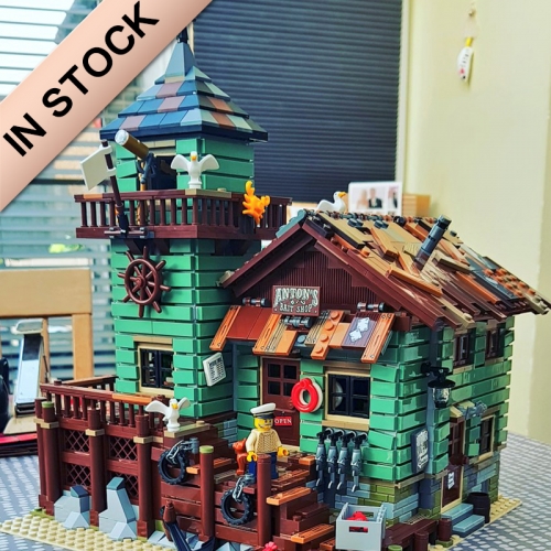 Ideas Old Fishing Store 2109pcs K8001 Moc Model Modular Building Blocks Bricks Toys 16050 21310 6004 83028 180050