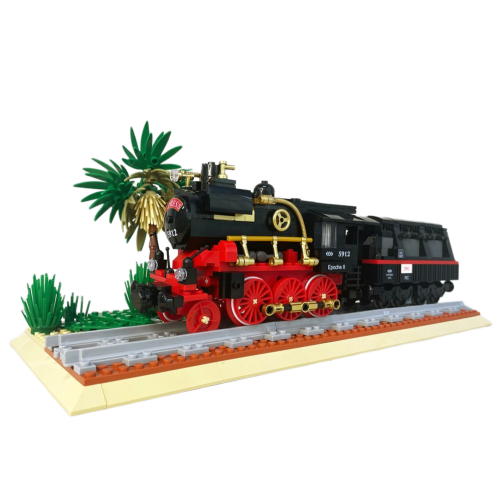 Jiestar Technic Steam Locomotive Train With Base 676Pcs Moc Model Modular Building Blocks Bricks Toys 59008