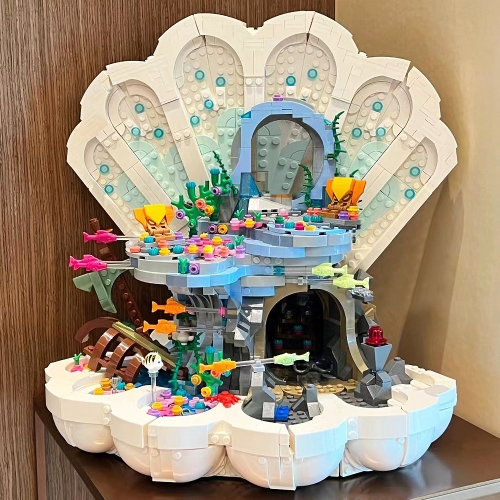 Creator Expert The Little Mermaid Royal Clamshell 1808Pcs With Figures Moc Model Modualr Building Blocks Bricks Toys 43225 E5225 68009