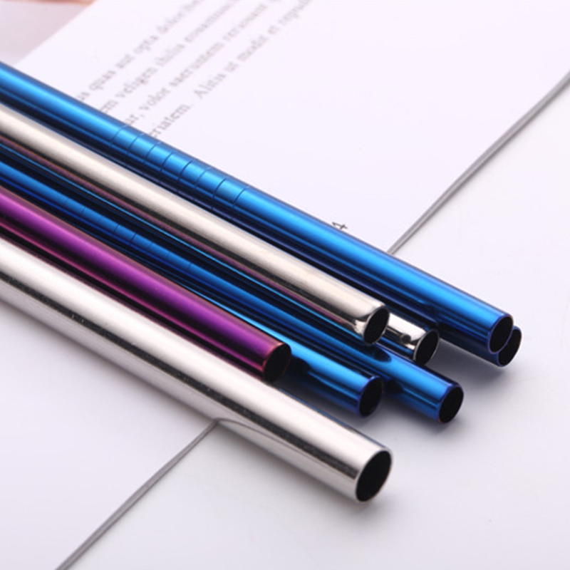 Φ8*215mm Food Grade electroplate Stainless Steel Straw Curved Straw