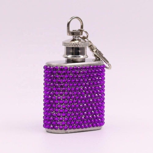 1oz Gem Wrapped Stainless Steel Mini Hip Flask