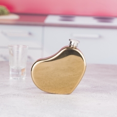 5oz Golden Plated Stainless Steel Hip Flask Heart Flask Love Flask