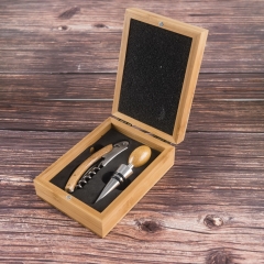 Wooden Handle Corkscrew Set Corkscrew And Wine Stopper Set In A Wooden Box
