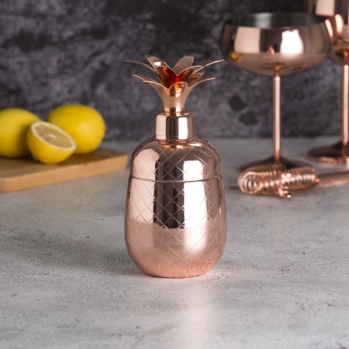 550ml Copper Plated Pineapple Cocktail Shaker Rose Gold