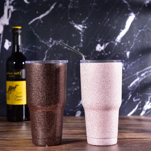 900ml/30oz Glitter Painted Beer Cup Drinking Thermos Coffee Cup