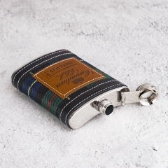7oz Fabrics Wrapped Hip Flask Leather Covered Hip Flask