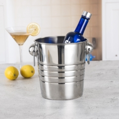 4L Stainless Steel Ice Bucket 4 liter Ice Bucket With 2 Rings
