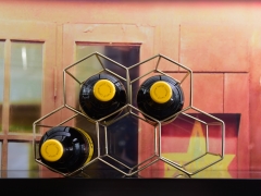 Honeycomb Gold 5 Bottles Metal Wine Rack