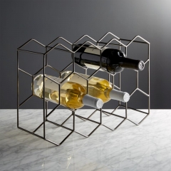 Honeycomb Chromplated Iron Wine Rack 11 Bottles Metal Wine Rack