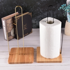 Wooden Bamboo Paper Towel Holder Kitchen Tissue Rack
