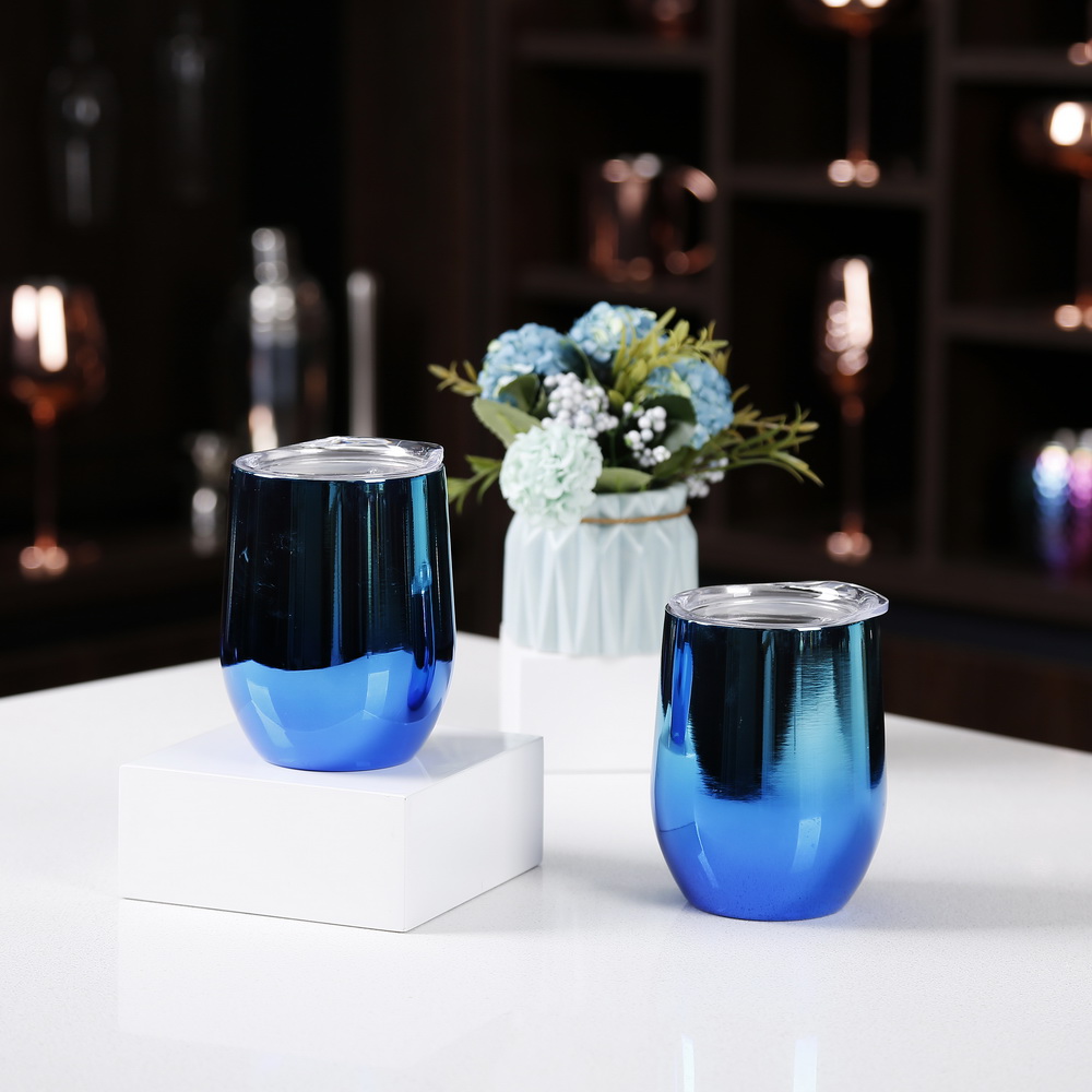 350ml Blue Egg Shaped Cup Double Wall Vacuum Flask Stainless Steel Mug
