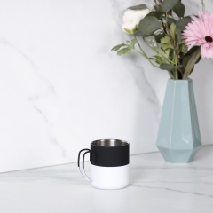 350ml Rubber Painted Coffee Mug Double Wall Coffee Cup Vacuum Mug Stainless Steel Black & White Mug