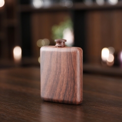 Premium 6oz Wooden Printed Hip Flask Wooden Stainless Steel Hip Flask