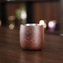 350ml Wooden Printed Stemless Wine Cup Wooden Printed Stainless Steel Wine Glass