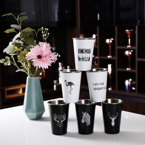550ml 1-color Painted Party Cup Stainless Steel Cups With Logo
