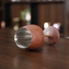 500ml Wooden Pattern Stainless Steel Wine Cup Wooden Wine Glass Goblet