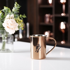 450ml Copper Stainless Steel Cylinderical Mug With Sketch Logo