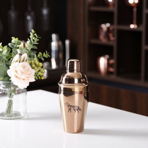 550ml Stainless Steel Copper Plated Cocktail Shaker With Sketch Logo