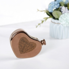5oz Antique Copper Heart Flask Hear Shape Hip Flask With Word Cloud Logo