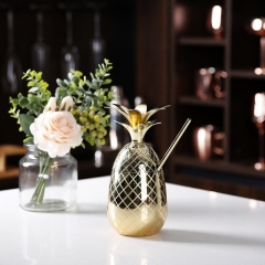 550ml Golden Pineapple Tumbler Stainless Steel Pineapple Drinking Cup