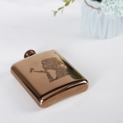 6oz Antique Copper Stainless Steel Premium Hip Flask With Word Cloud Logo