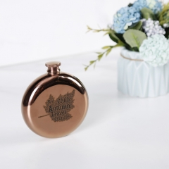 5oz Antique Copper Round Hip Flask Stainless Steel Hip Flask With Word Cloud Logo