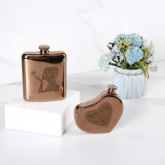 5oz Antique Copper Heart Flask Hear Shape Hip Flask With Word Cloud Logo