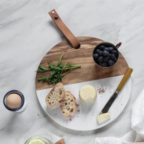 Round Marble And Wood Cutting Board Cheese Board