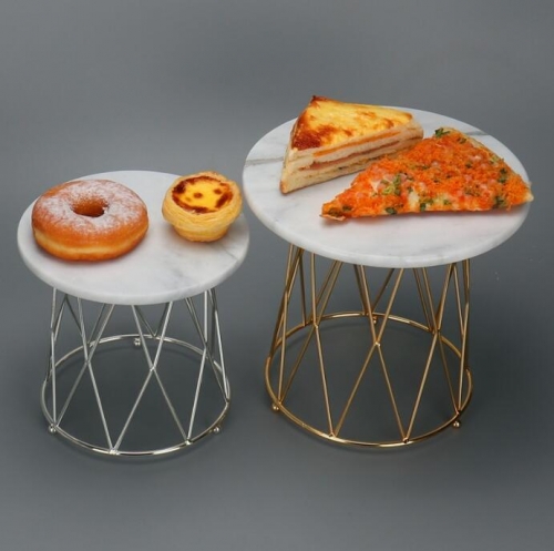 Marble and Metal Cake Stand Wedding Cake Stands Golden Cake Serving Tray