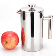 1L Cylindrical Stainless Steel Double Wall French Press