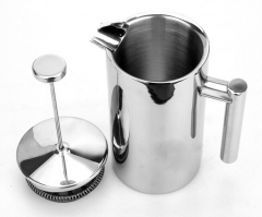 1L Cylindrical Stainless Steel Double Wall French Press