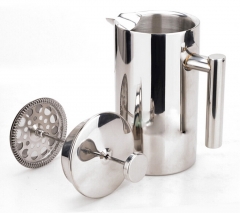 1L Cylindrical Stainless Steel Double Wall French Press