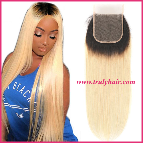 4x4 color 1B/613 closure natural straight