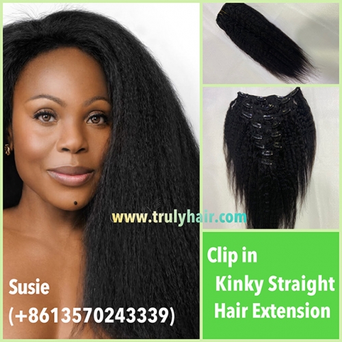 clip in hair extension kinky straight