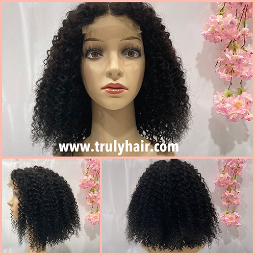 50% off color 1B human hair curly bob wig 14inches