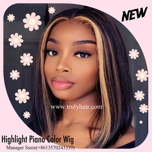 12A 4X13 lace frontal highlight piano color bob wig