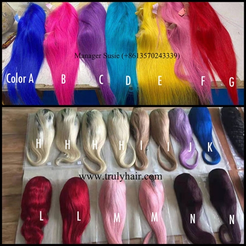 Human hair colorful wig