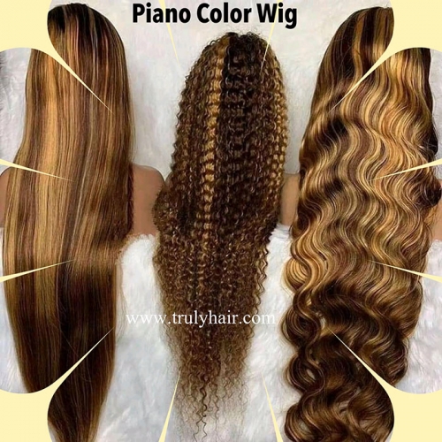 Piano color wig customized lace wig Piano color