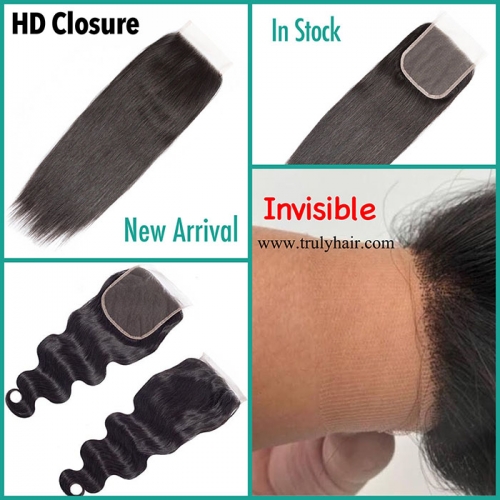 HD lace closure natural straight 4"X4" closure