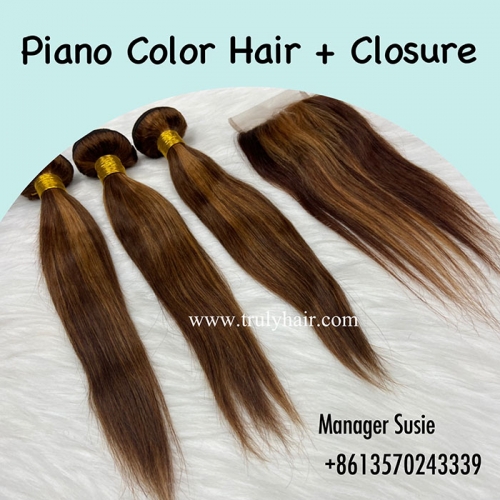 Free closure！Piano hair 3 pcs with free piano closure